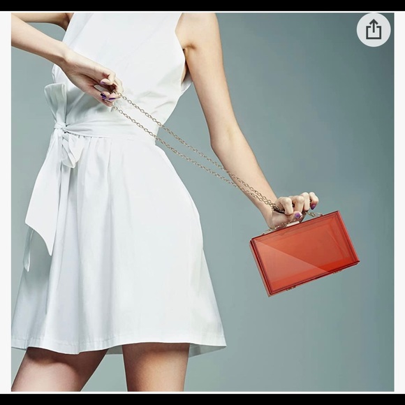 🔥 Women Clear Purse Acrylic Clutch Shoulder Handbag Removable Gold Chain - Picture 6 of 6